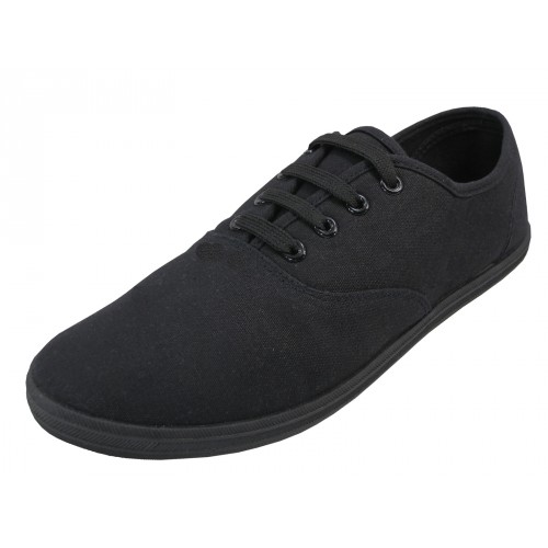 Men S Easy Usa Comfortable Casual Canvas Lace Up Shoes Black Color